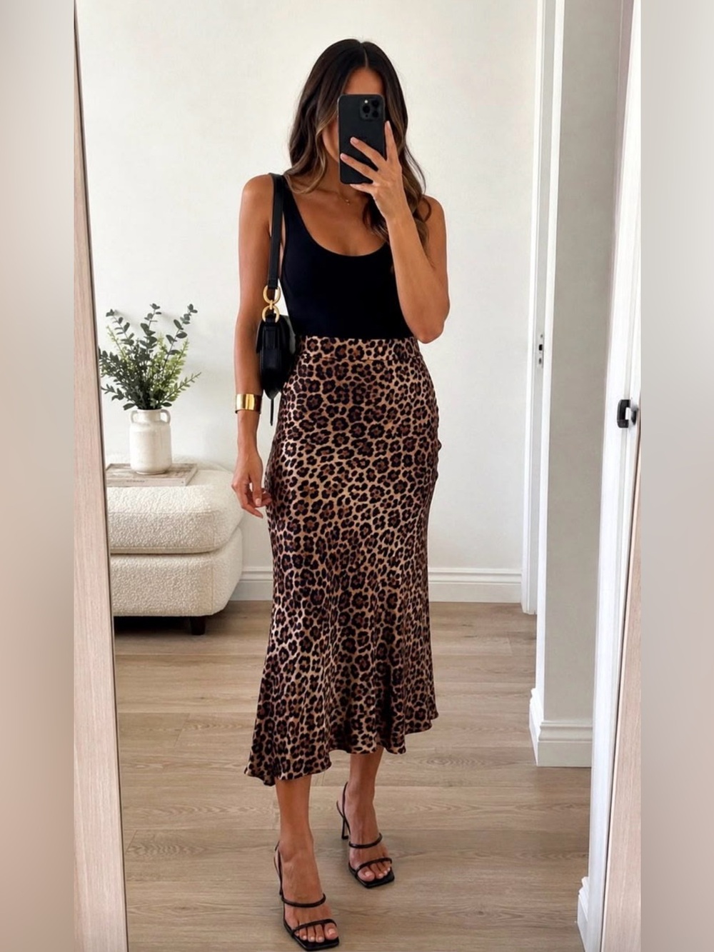 NWT H&M Size Small Satin Cheetah Midi Skirt